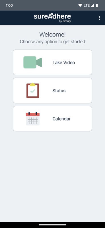 SureAdhere mobile app welcome screen