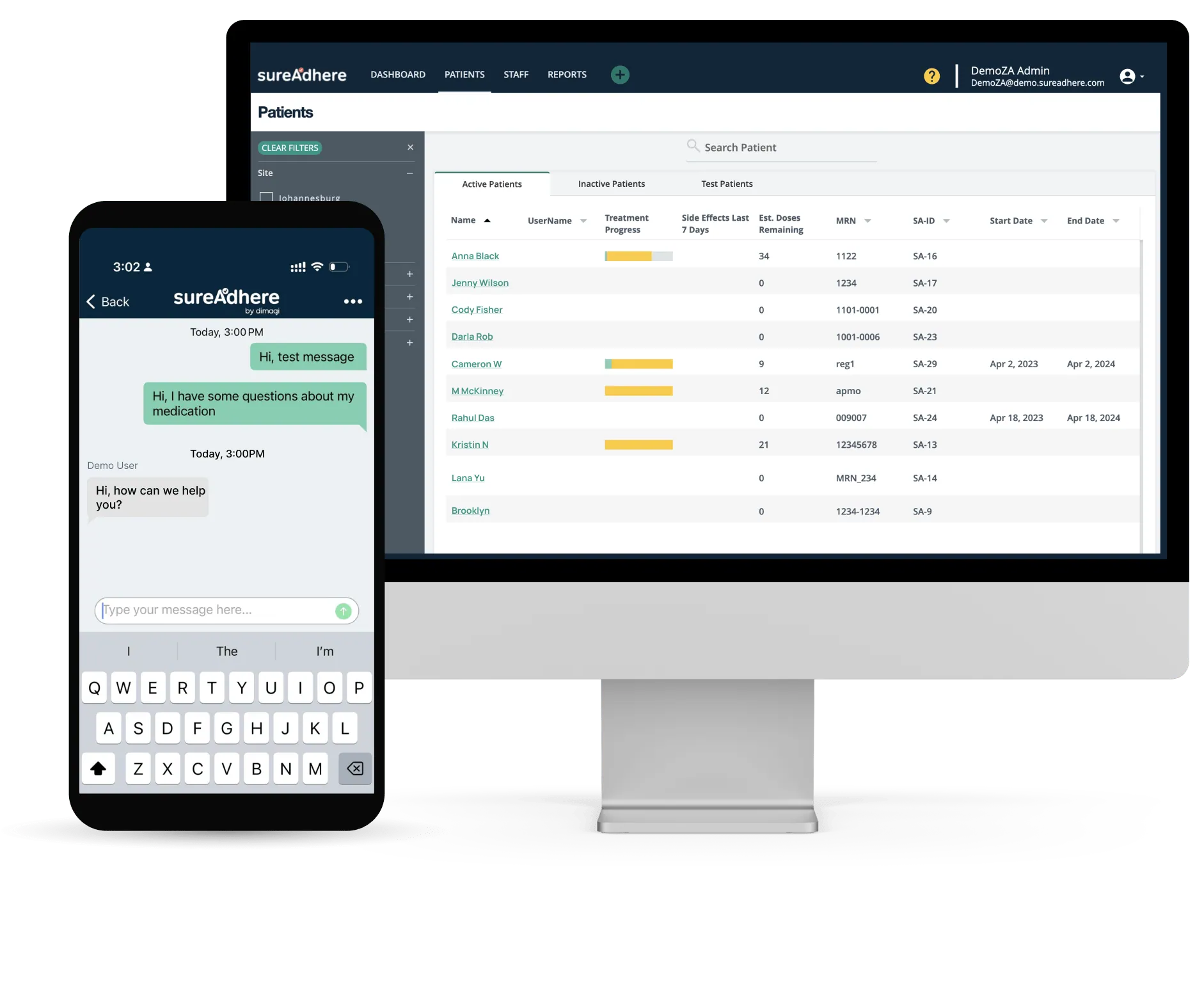 SureAdhere public health platform dashboard